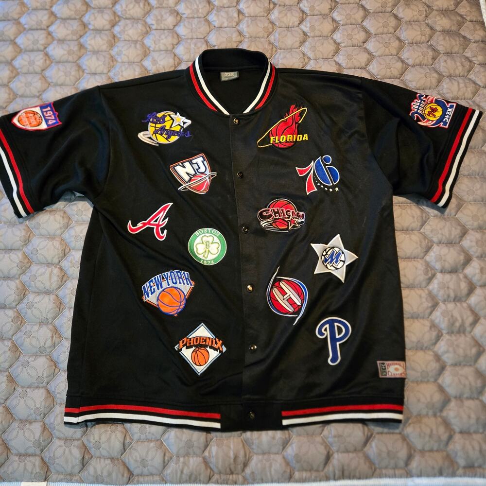 VTG Y2K-era "Hardball Classics" DTEK multi-team NBA patch warm-up jersey xxl